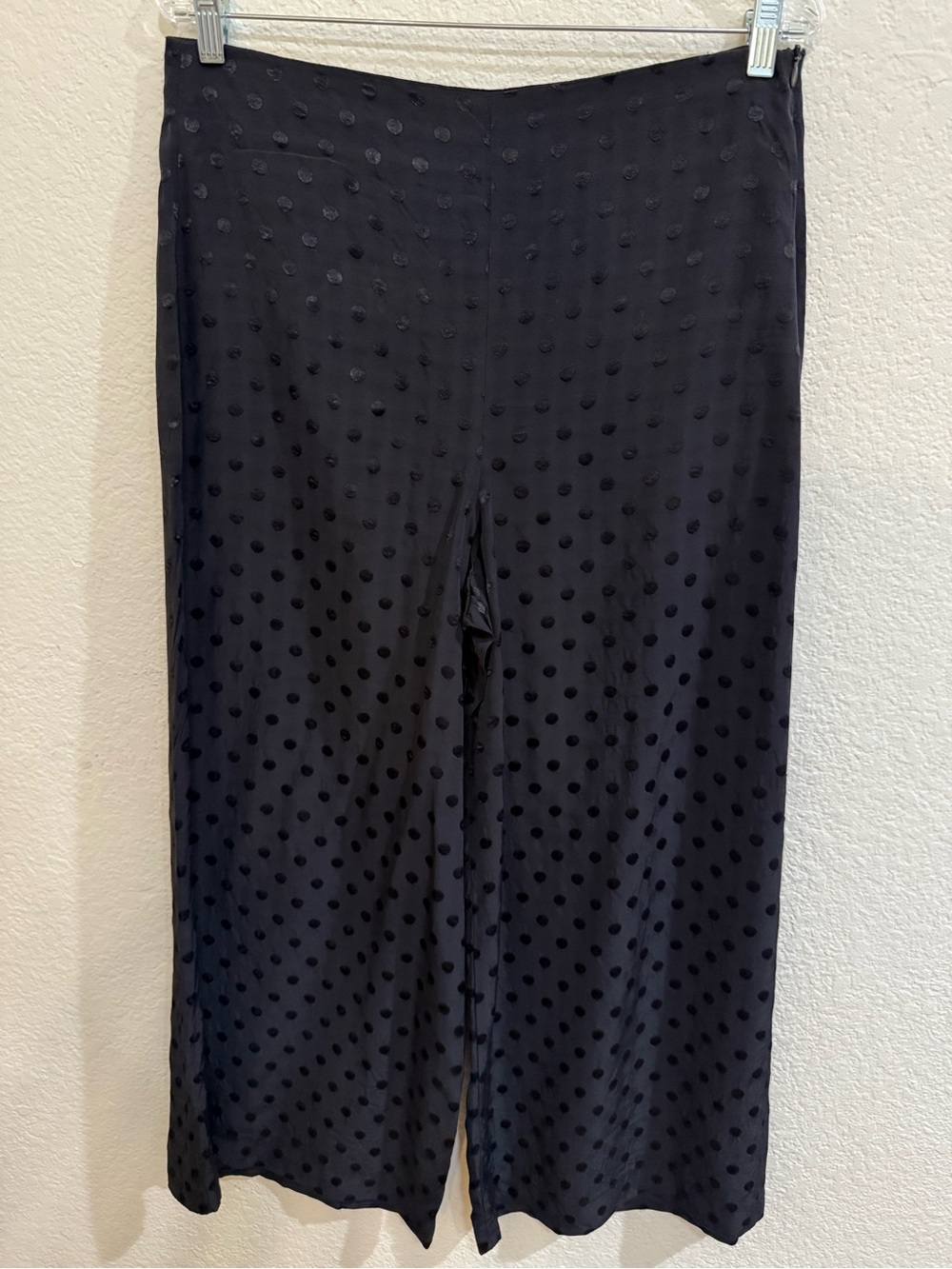 Zara Women Black Polka Dot Wide Leg Pants Large